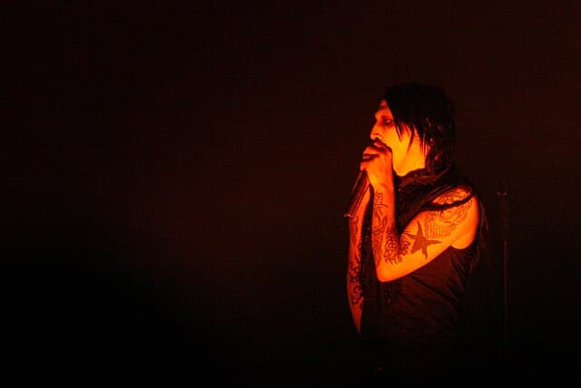 marilyn manson performing Eat Me, Drink Me live in 2007, captured during his dark romantic emo-inspired gothic era